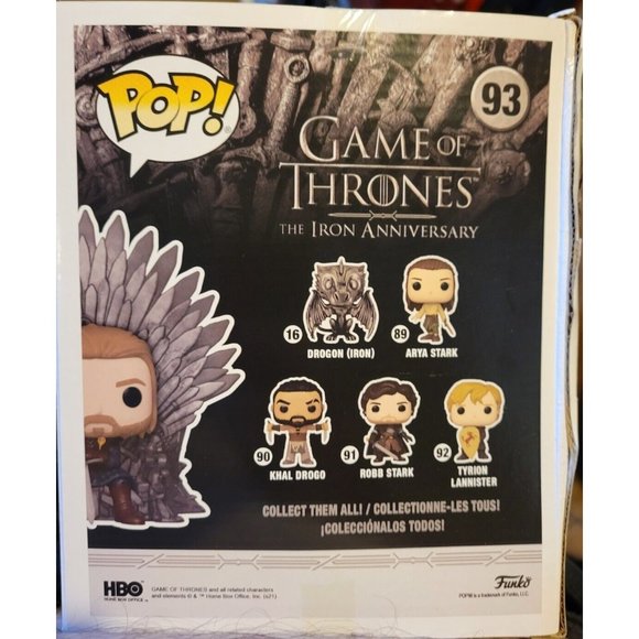 FUNKO POP! Deluxe Game of Thrones Ned Stark on Throne Vinyl Figure #93 BoxDamage - Picture 3 of 4
